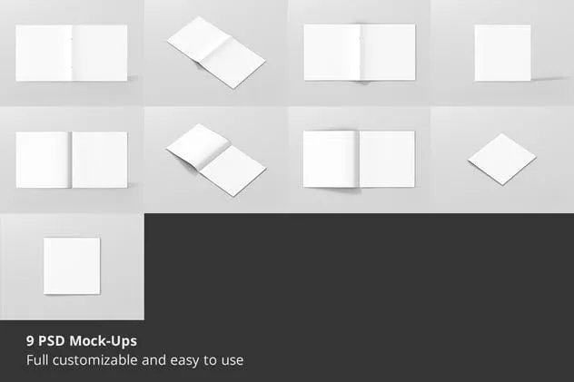 方形小册/杂志排版设计样机模板 Square Brochure / Magazine Mock-Up插图(1)