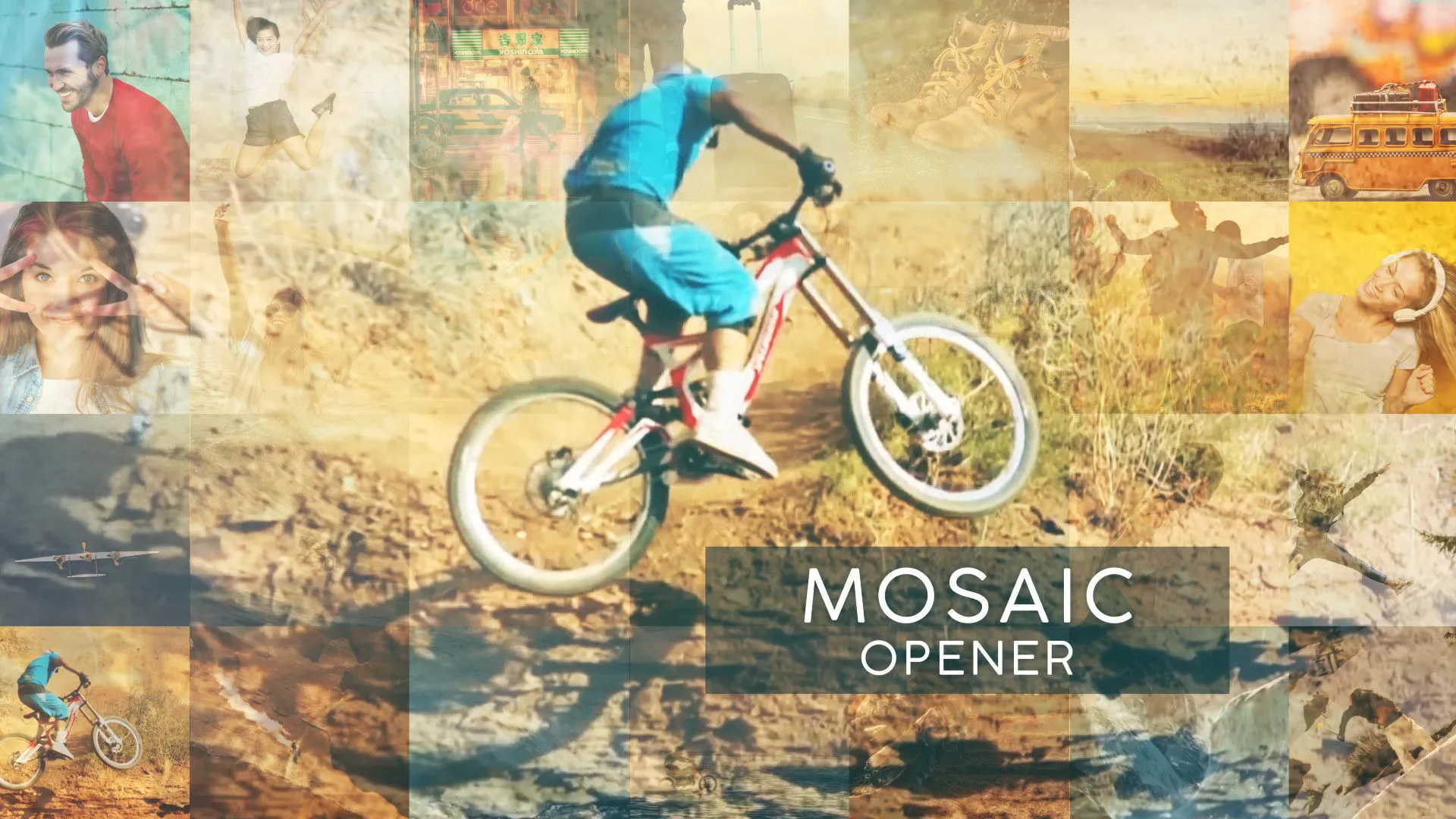 现代新潮的照片墙幻灯片滑动开场像素设计精选AE模板