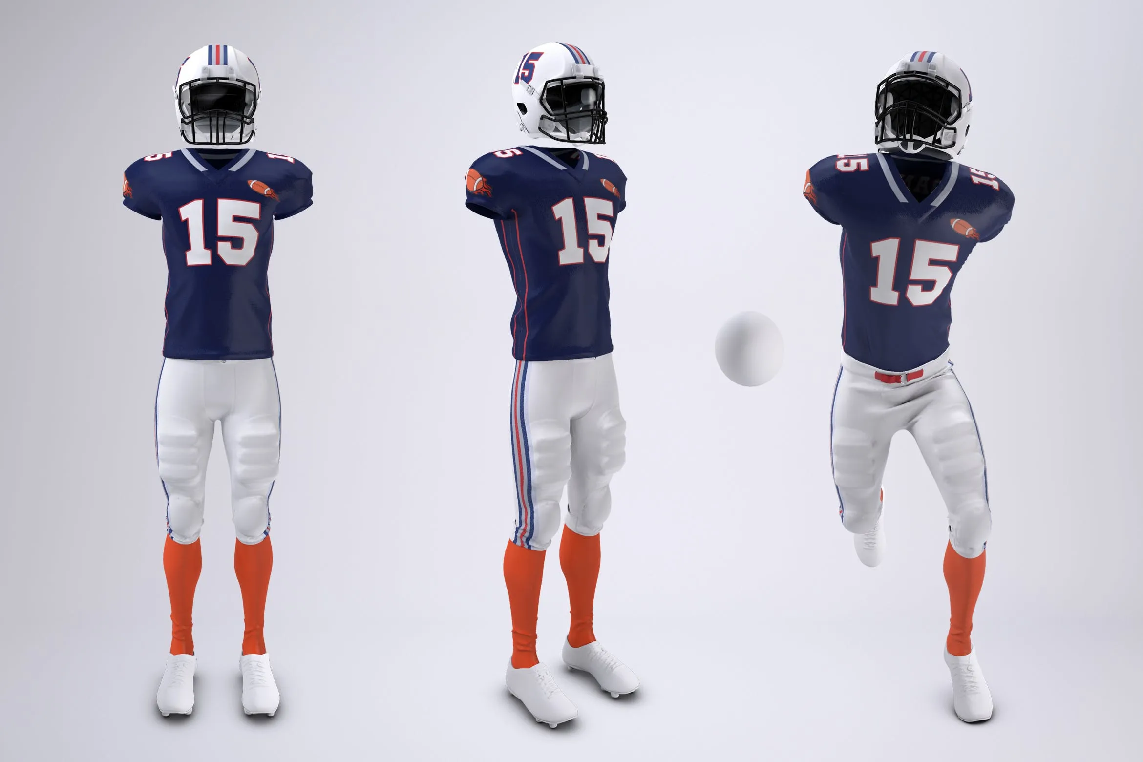 美式足球球服队服设计效果图样机模板 American Football Uniform Mock-Up