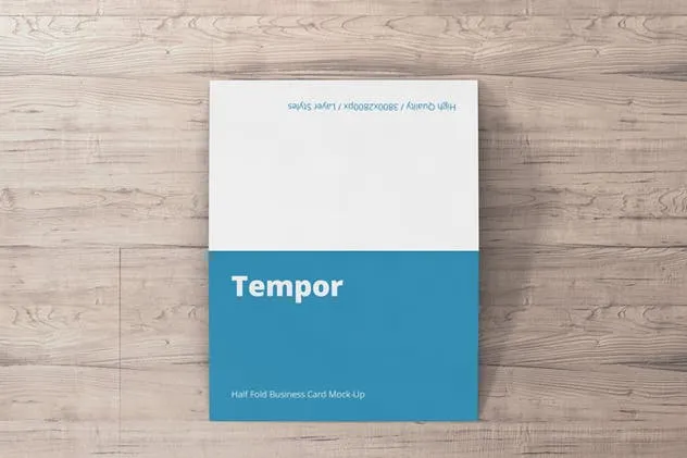 折叠型企业名片卡片平铺样机 Folded Business Card Mockup – Horizontal插图(9)