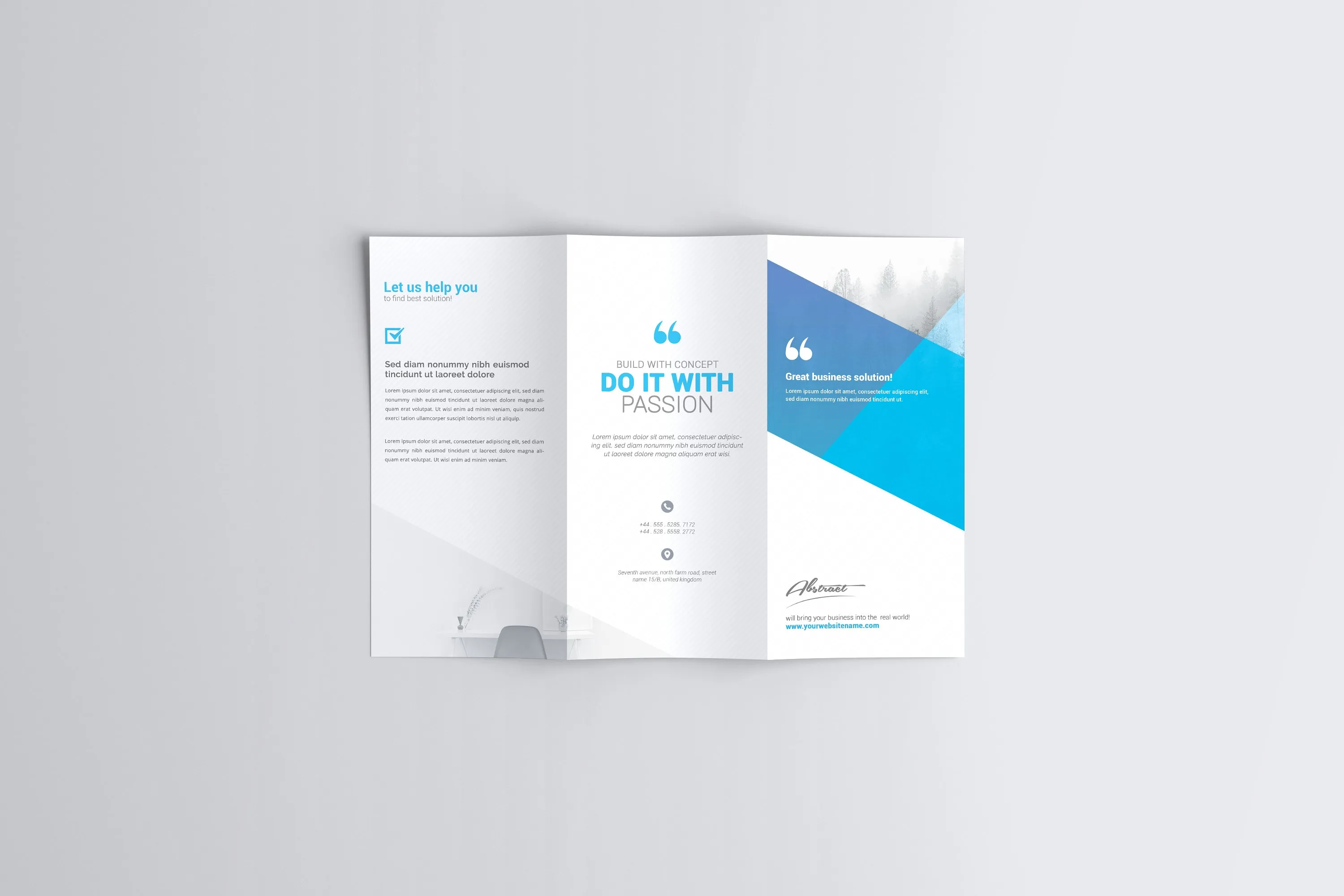 A4折页小册样机 A4 Trifold Brochure Mock-Ups插图(5)