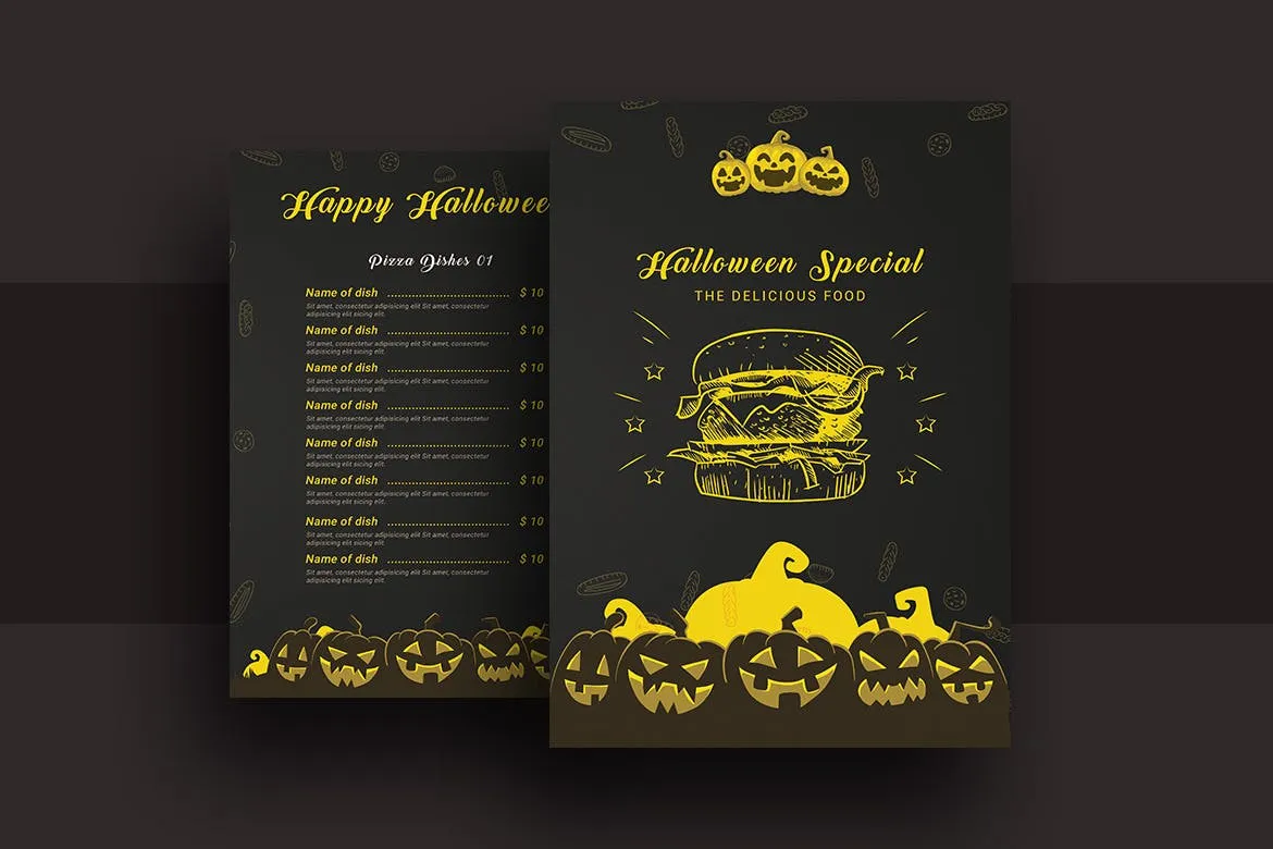 万圣节特色餐厅菜谱素材库精选菜单模板v2 Halloween Special Restaurant Food Menu V-2插图