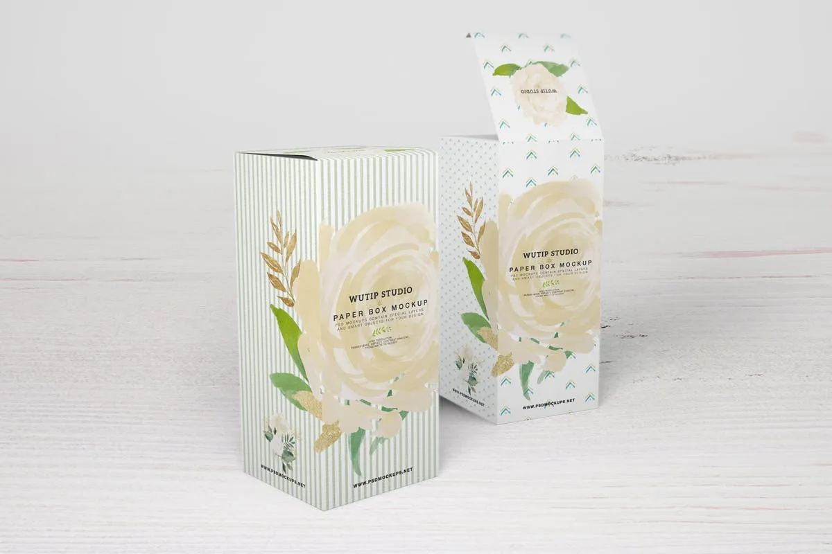 包装外观设计演示包装纸盒样机V4 Paper Box Mockup 04插图