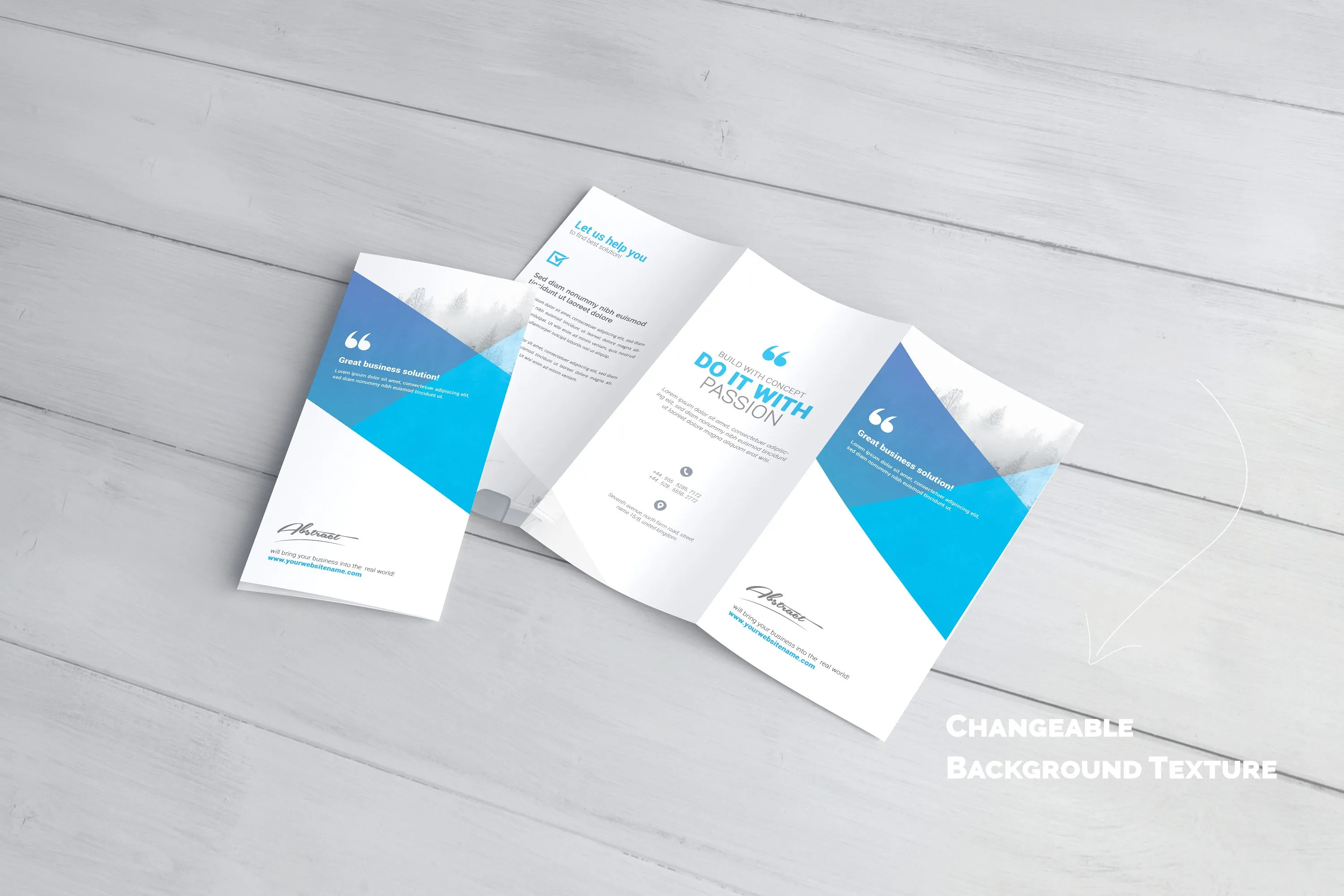 A4折页小册样机 A4 Trifold Brochure Mock-Ups插图(2)