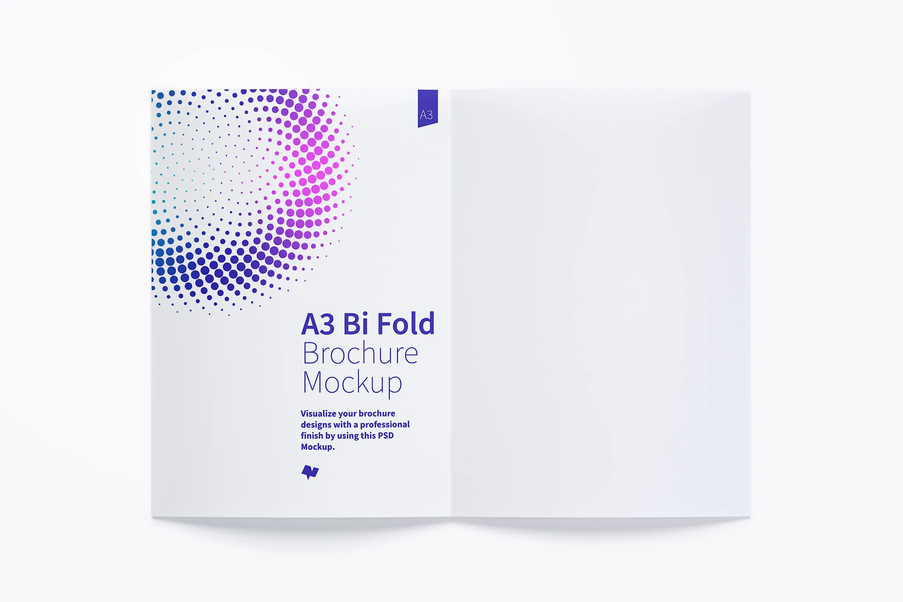 A3大小对折页传单设计展开效果图样机02 A3 Bi Fold Brochure Mockup 02插图(1)