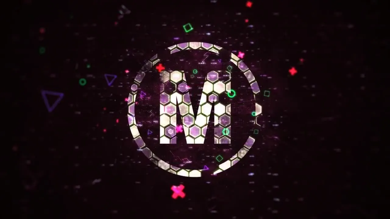 炫酷科技感发光的六边形图案像素设计精选AE模板