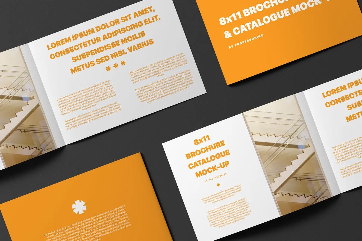 8X11景观手册/目录样机模板 8#215;11 Landscape Brochure / Catalogue Mock-Up