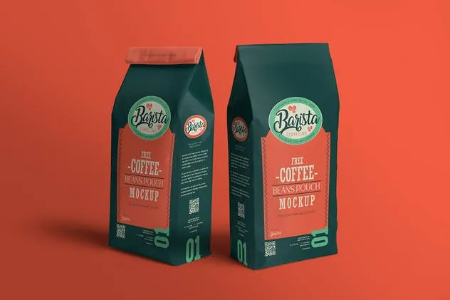 咖啡豆包装袋子样机模板 4 Coffee Pouch Mockups插图(2)
