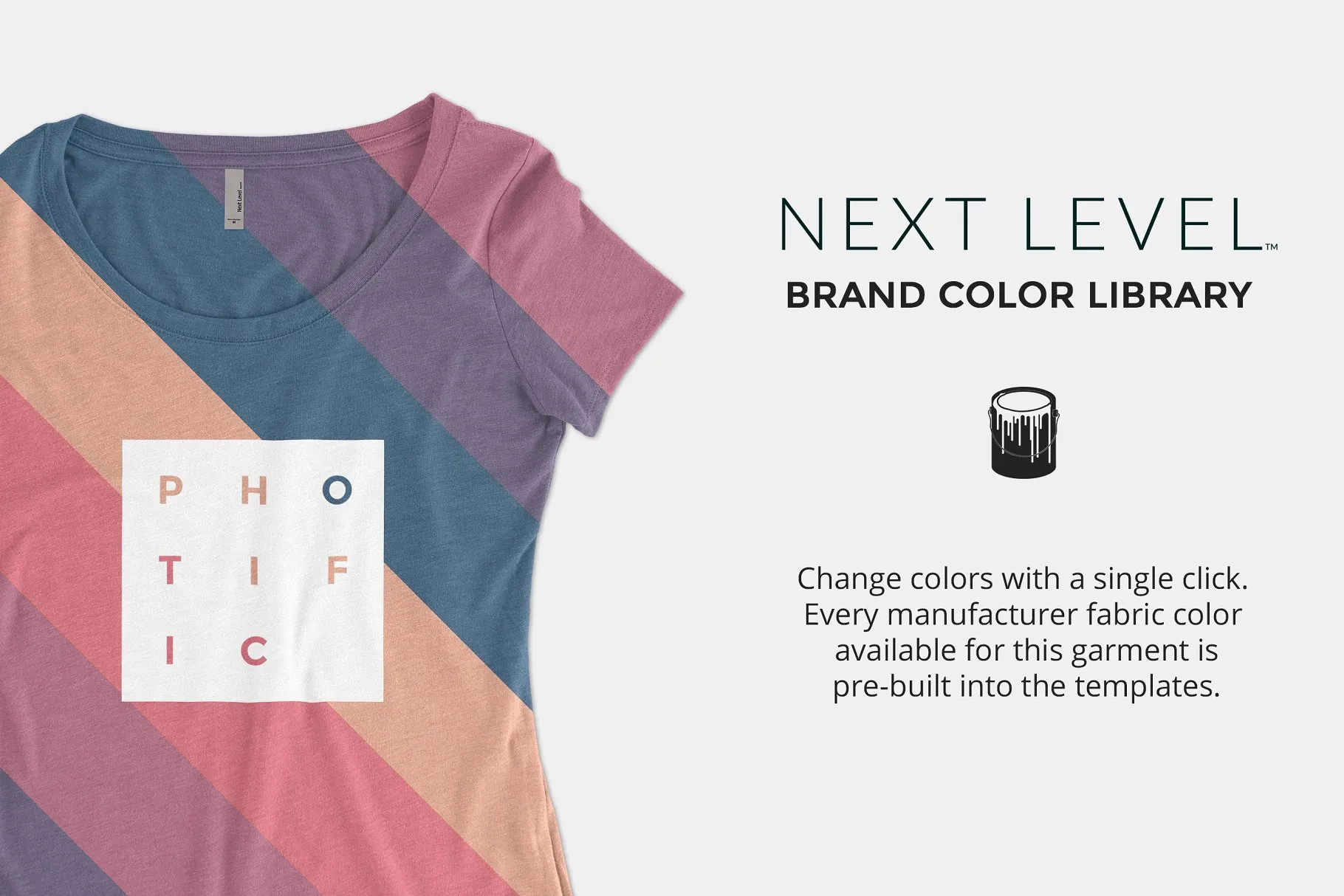 收腰款式女士T恤样机模板 Next Level 6730 Tri-Blend Scoop插图(1)