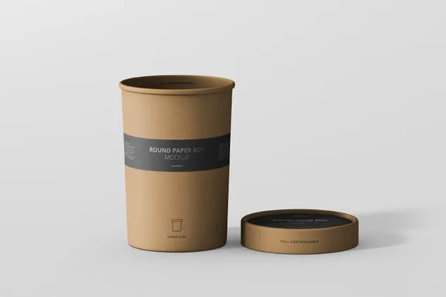 茶叶/咖啡大纸筒包装样机模板 Paper Box Mockup Round – Large Size插图(7)