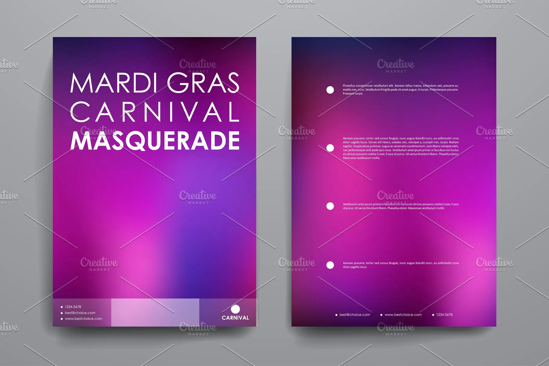 狂欢节主题画册模板 Mardi Gras Brochures