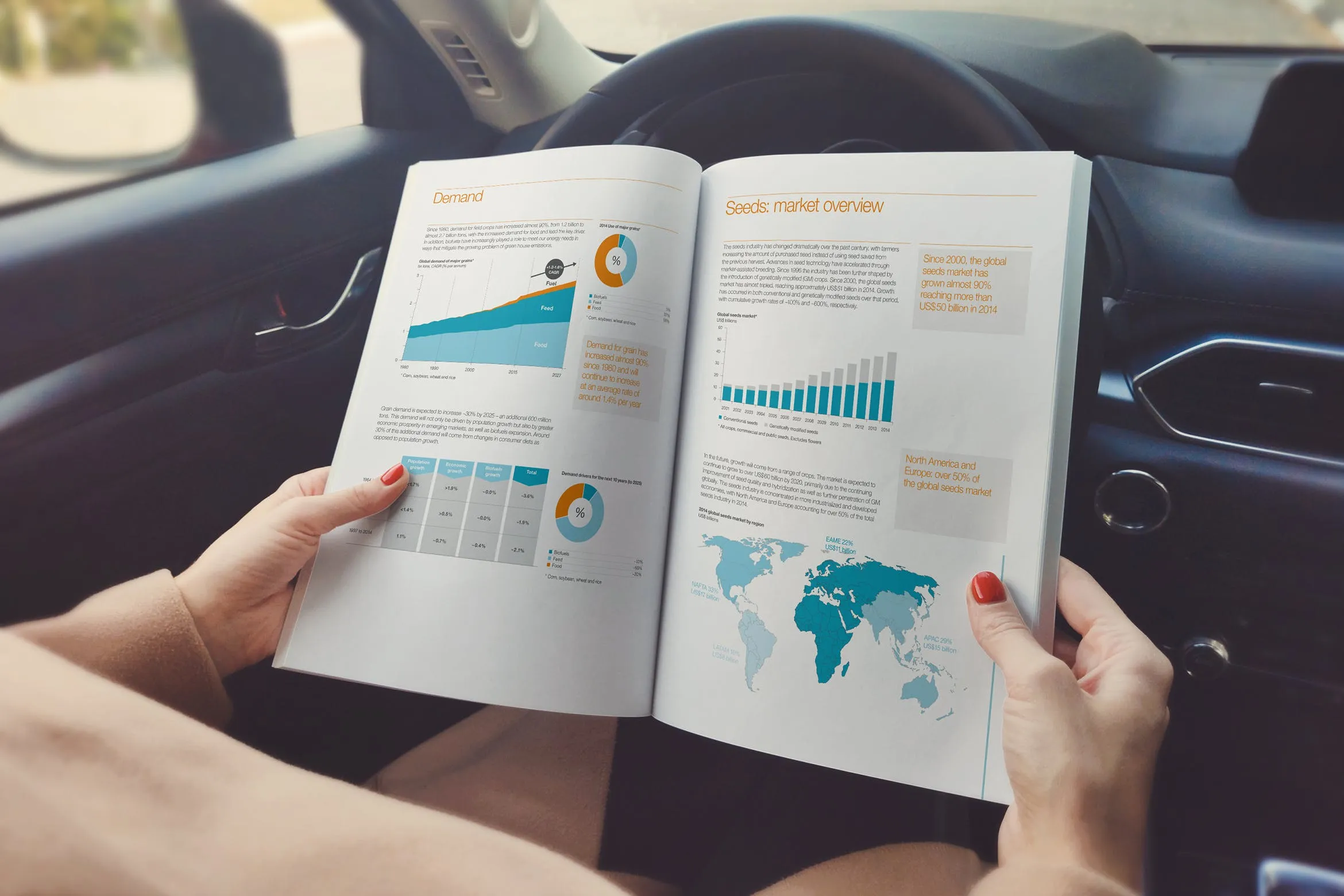 图书/产品手册内页排版设计效果样机模板 Book / Catalog In Hand Mockup插图