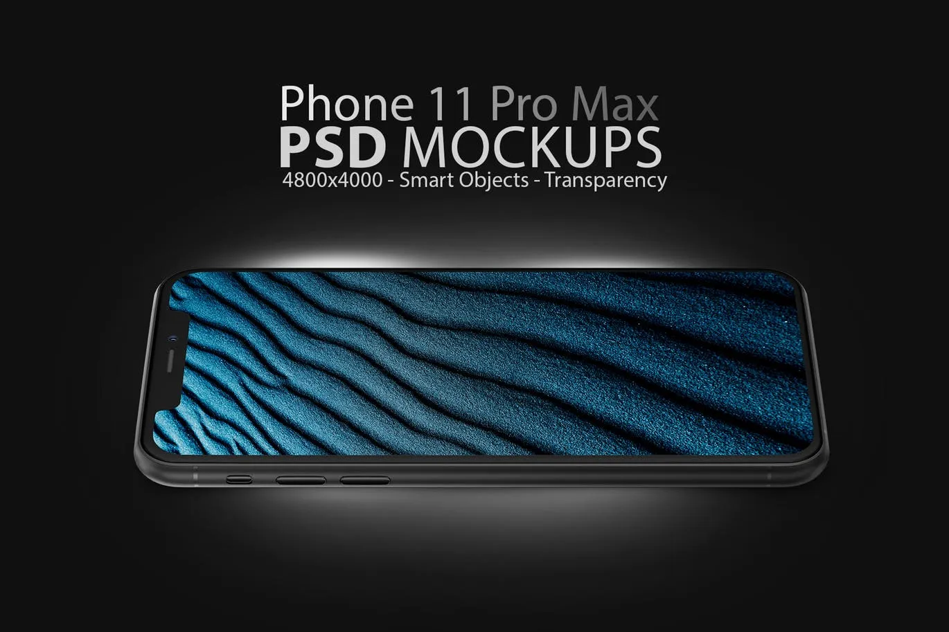 酷黑色iPhone 11 Pro Max屏幕预览像素设计精选样机模板 Phone 11 Black PSD Mockups
