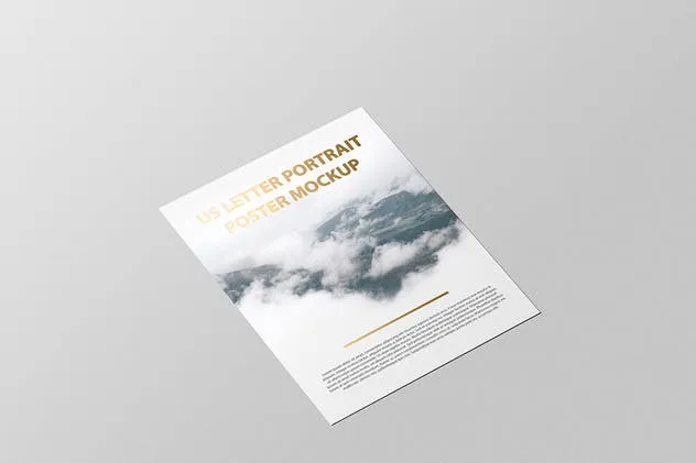 美国信纸规格海报传单/信头样机 US Letter Portait Flyer / Letterhead Mockup插图(13)