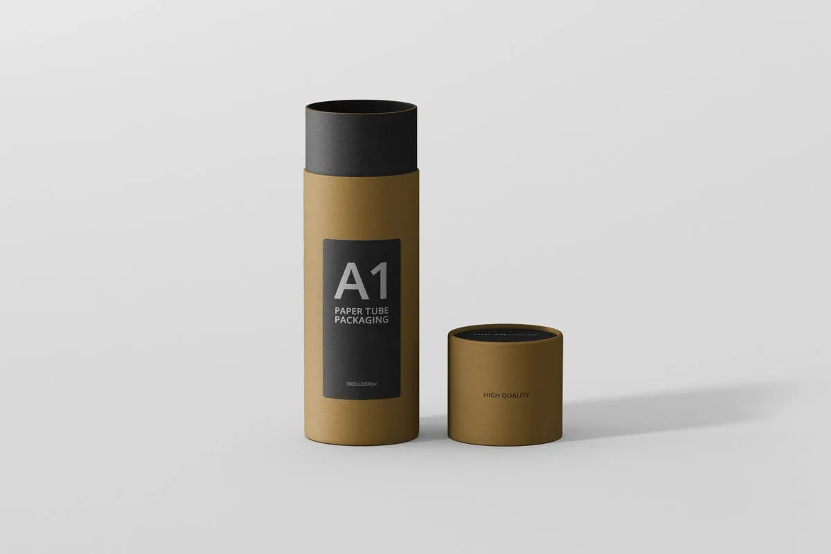 茶叶/咖啡纸筒包装设计样机 Paper Tube Packaging Mockup#8211; Slim