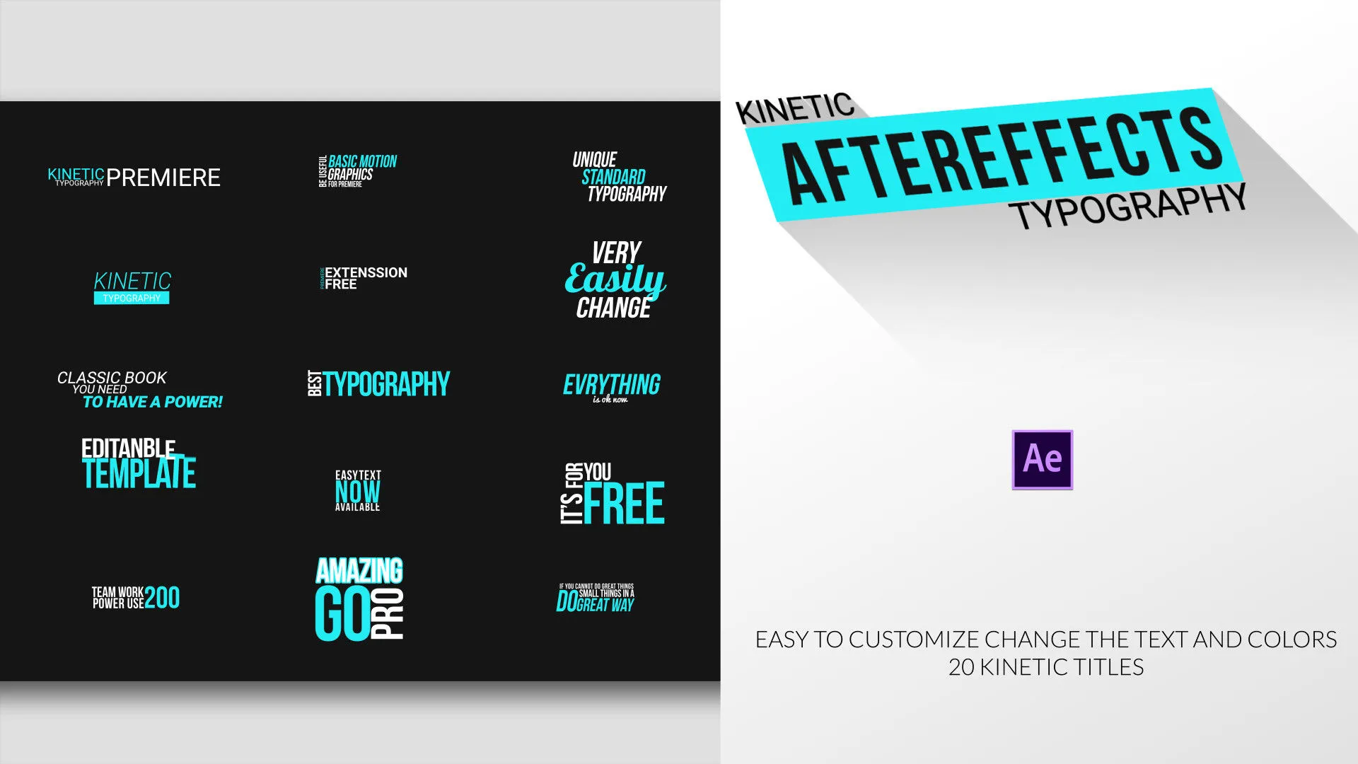 20个独特设计的动力学文字标题像素设计精选AE模板