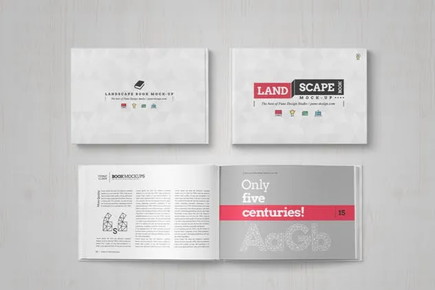 精装企业画册产品目录设计展示样机模板 Landscape Book Mock-Up Set插图(7)