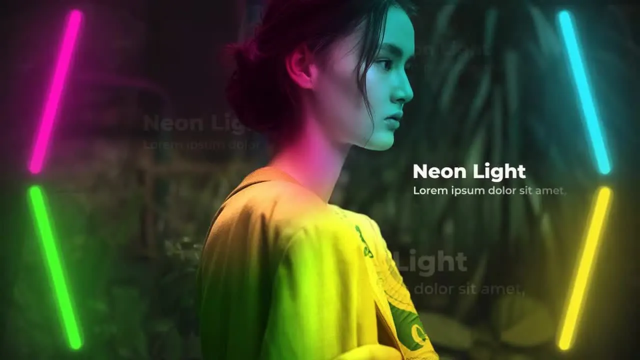 明亮的霓虹灯幻灯片像素设计精选AE模板