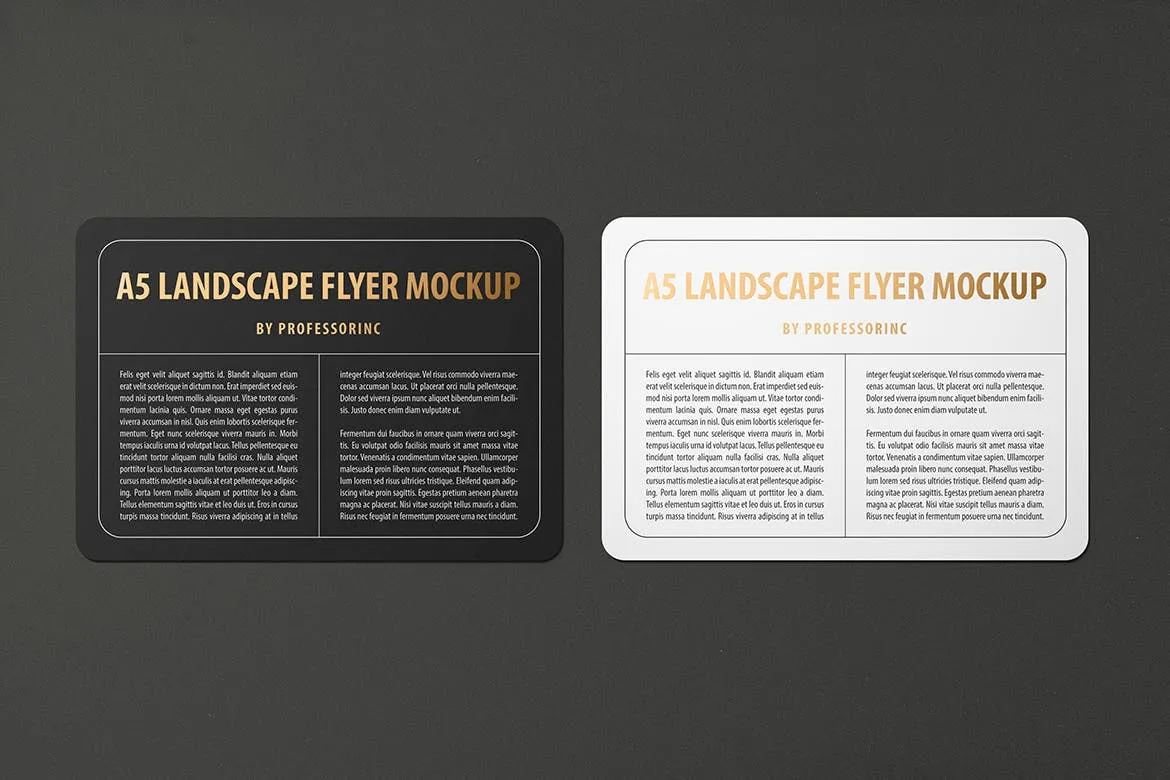 A5尺寸规格圆角宣传单印刷效果图样机素材库精选 A5 Landscape Round Corner Flyer Mockup插图(5)