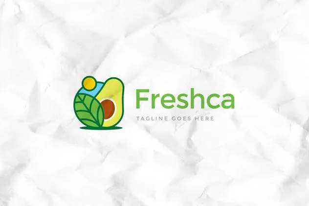 绿色健康水果食品品牌Logo设计模板 Freshoca Avocado Logo Template插图(1)