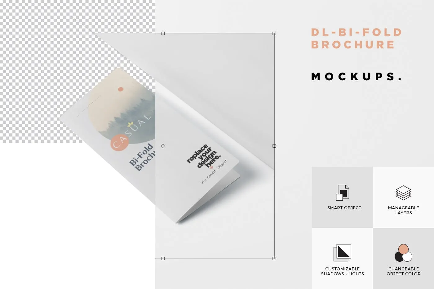 圆角设计风格对折企业传单设计样机素材库精选 DL Bi-Fold Brochure Mock-Up Set – Round Corner插图(5)