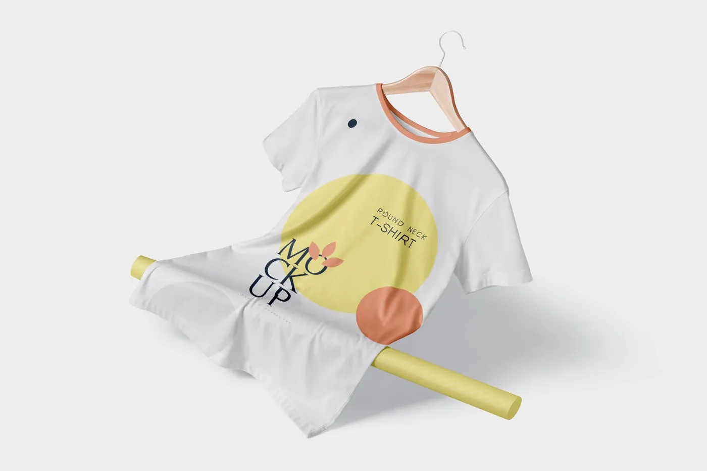 圆领T恤正面印花设计多角度预览图样机 Round Neck T-Shirt Mockups插图(5)