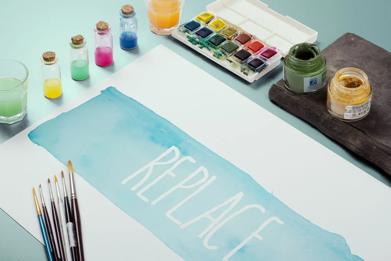 水彩手绘作品欣赏展示样机模板#3 Watercolor Paint Mockup Template #3