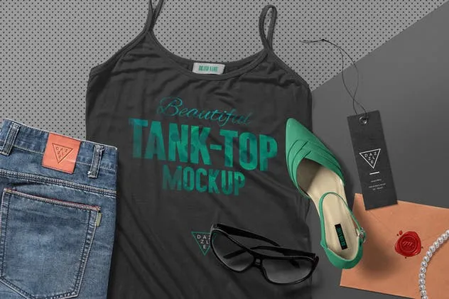 4款女性服装品牌设计展示场景样机 4 Women’s Tank Top Mockup Scenes插图(2)