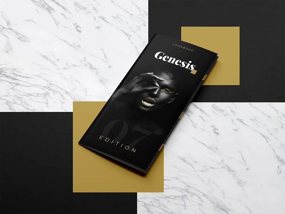 时尚三折叠宣传单样机 Fashion Trifold Mockup插图(2)