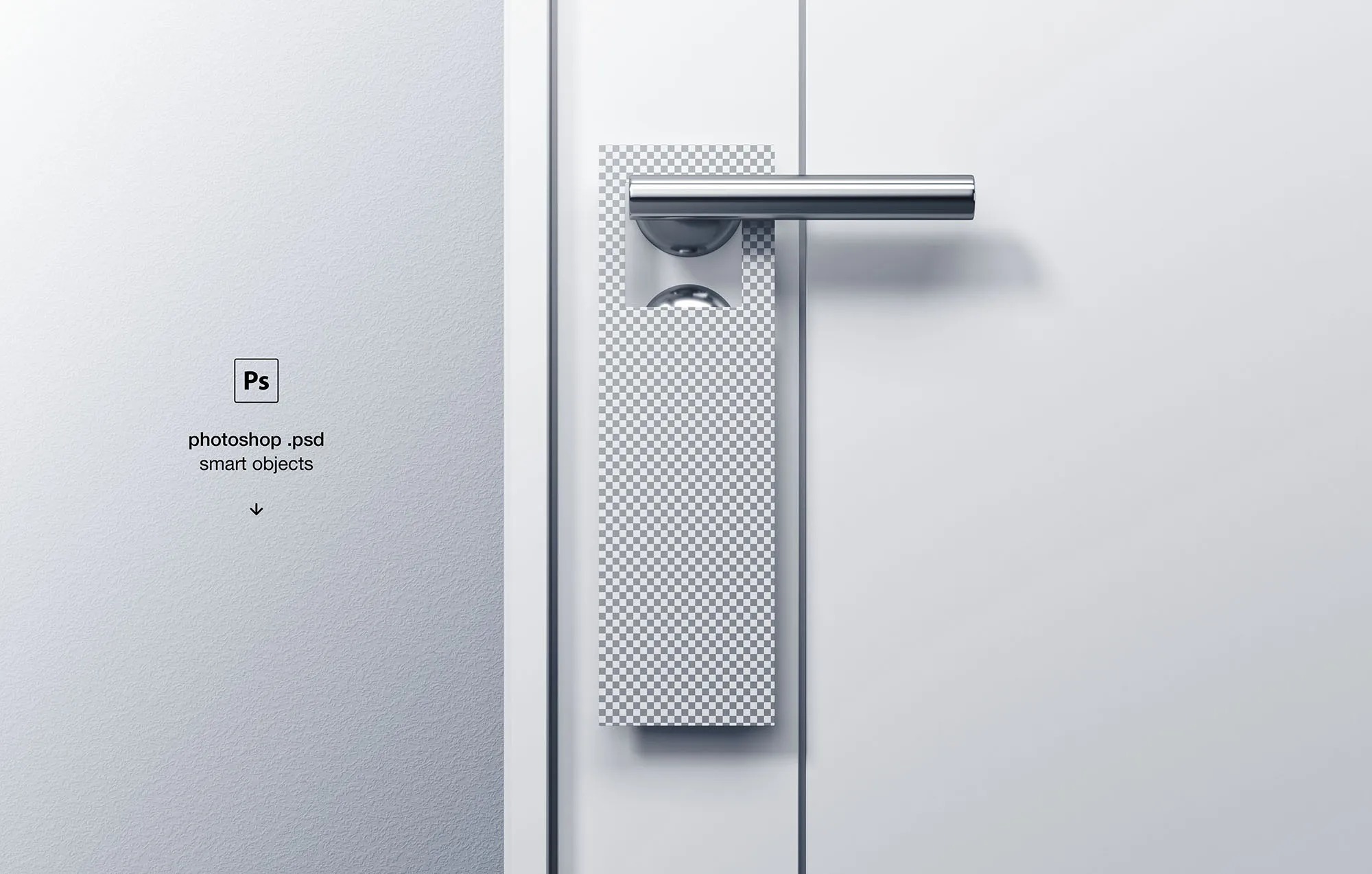 酒店创意门把手挂牌设计效果图样机模板 Door Hanger Mockup插图(1)