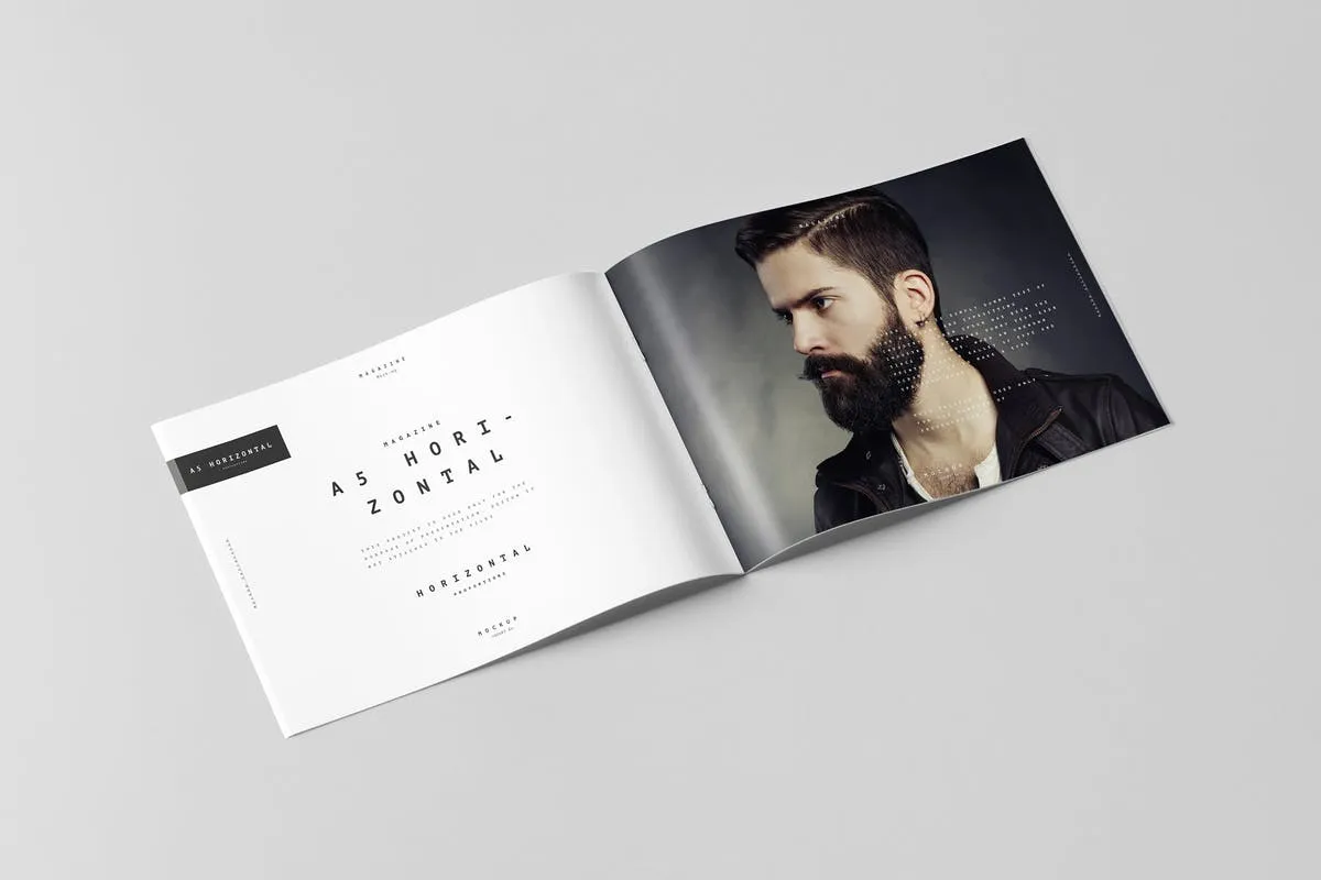 A5规格画册样机 A5 Horiozontal Brochure Mock-up插图
