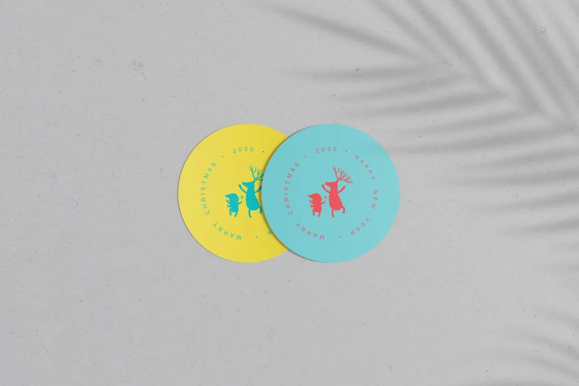 圆形卡片/贴纸设计效果图样机素材库精选v1 Round Cards / Stickers Mock-Ups Vol.1插图(1)