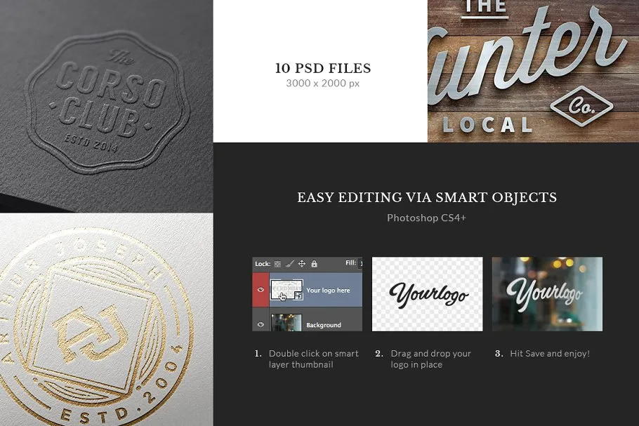 10款经典实用得Logo/徽标样机模板 10 Logo/Badge Mock-Ups Vol.1插图(4)