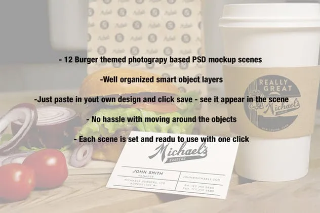 汉堡咖啡品牌样机模板 Burger Cafe Mockup插图(11)