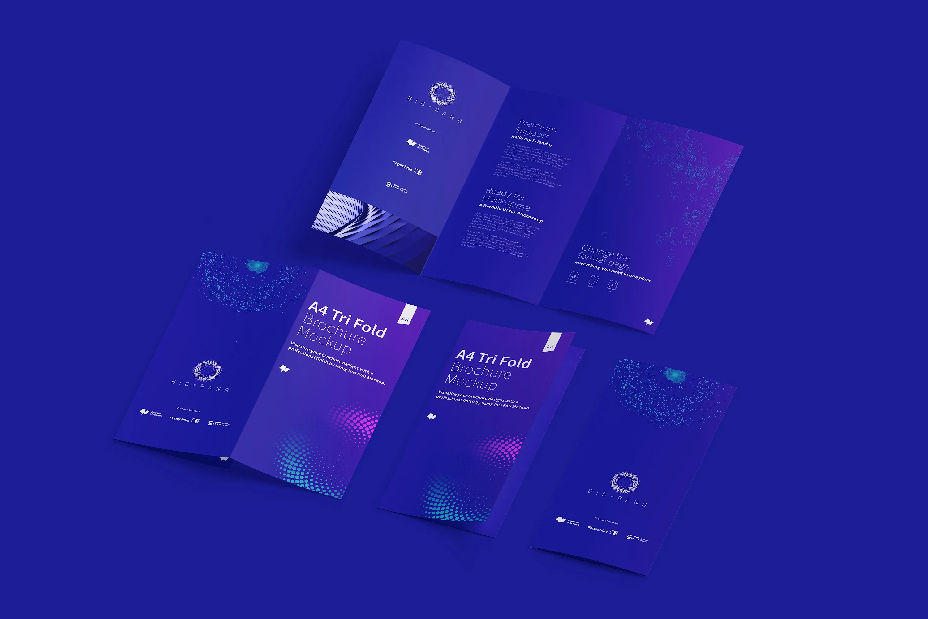 A4大小三折页企业宣传传单设计效果图样机模板05 A4 Trifold Brochure Mockup 05插图(3)