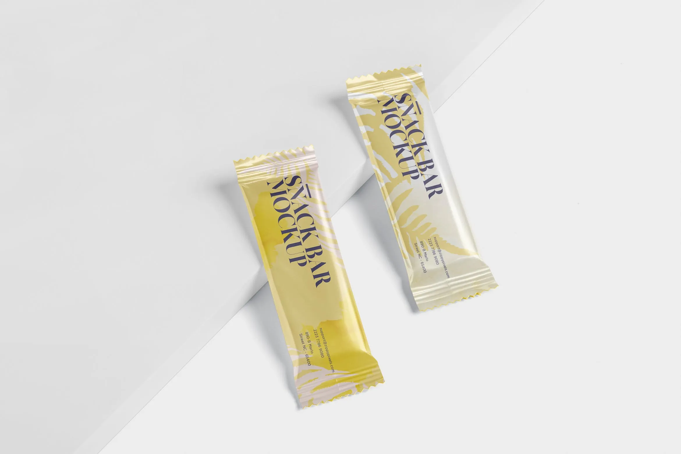 零食糖果包装袋设计效果图像素设计精选 Snack Bar Mockup#8211; Slim Rectangular