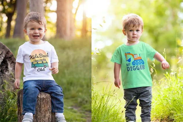 童装男童圆领T恤服装样机模板 Toddler Boy Crew Neck T-shirt Mock-up插图(1)