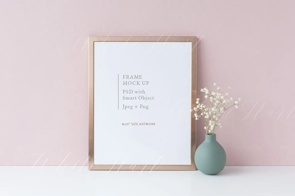 铜制8#215;10画框框架样机模板- PSD/PNG Copper 8#215;10 frame mock up#8211; PSD/PNG