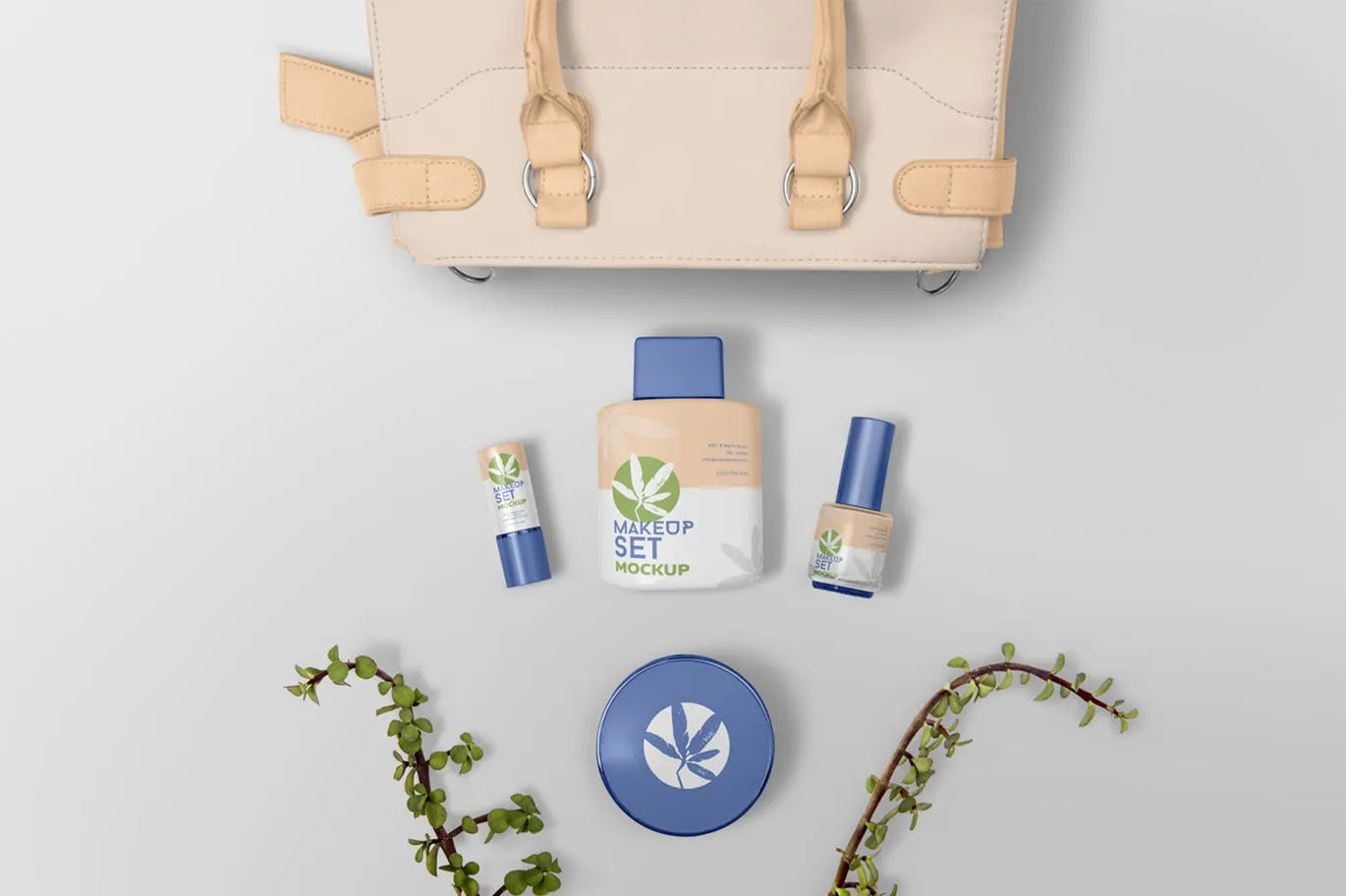 高品质的简约化妆品品牌包装设计VI样机展示模型mockups插图