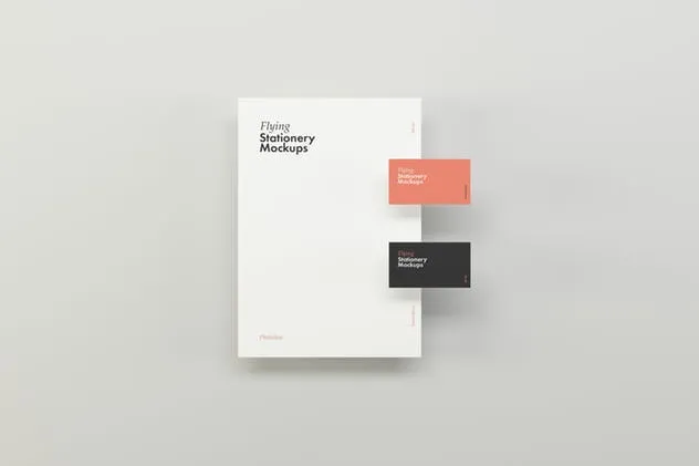 办公文具悬浮叠加样机模板 Flying Stationery Mockups插图(1)