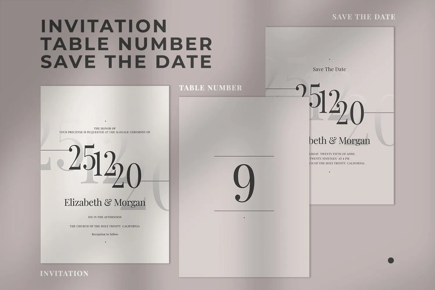 朴实无华风格婚礼邀请设计素材包 Modern Minimalist Wedding Suite插图(2)