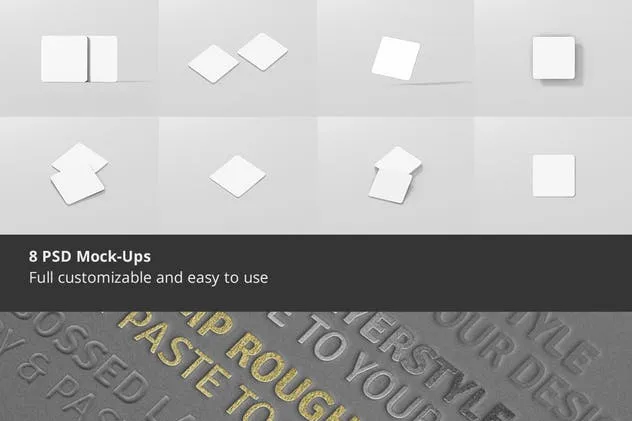 高品质圆角方形杯垫样机 Square Coaster Mock-Up Round Corner插图(1)