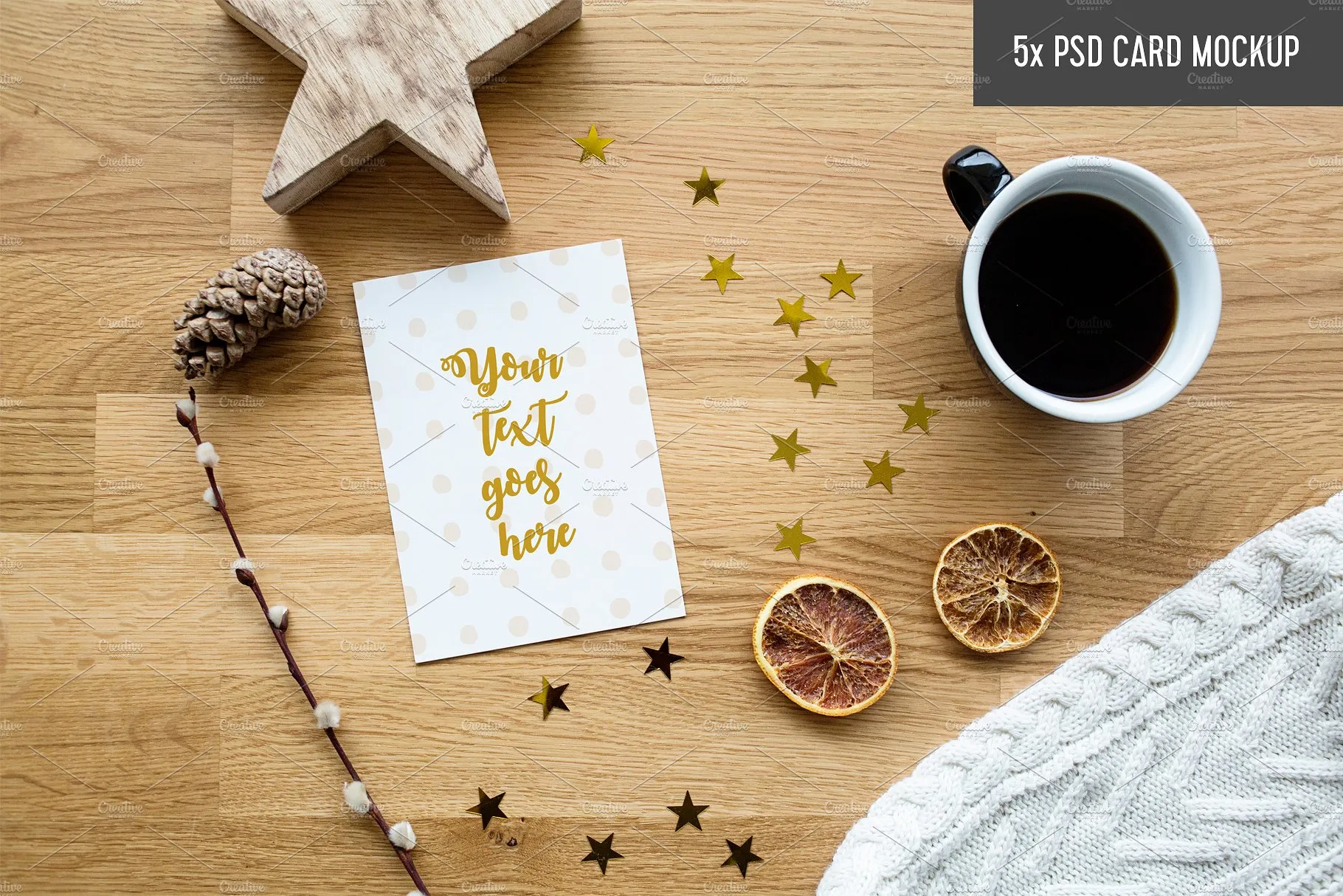 高品质的优雅邀请函婚礼请帖样机展示模型mockups插图(4)