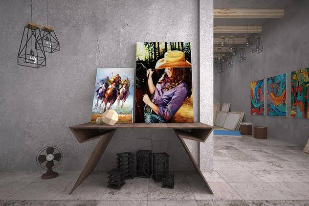 水彩油画手绘艺术作品画廊样机 Painting Gallery Mockup插图(3)