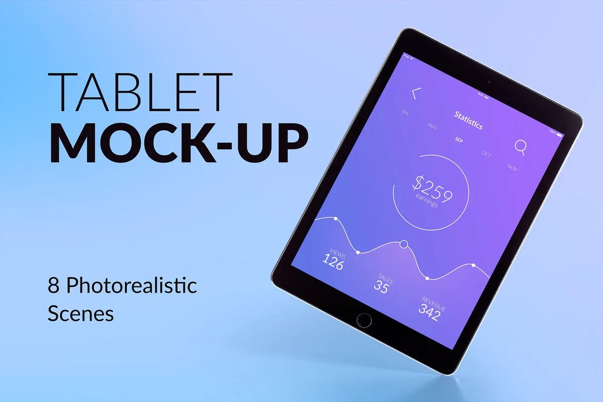 平板电脑APPamp;网站设计演示样机模板 Isolated Tablet Mock-up