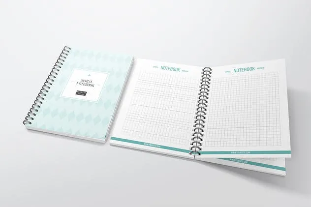 A5规格活页记事本样机 A5 Spiral Notebook Mockups插图(4)