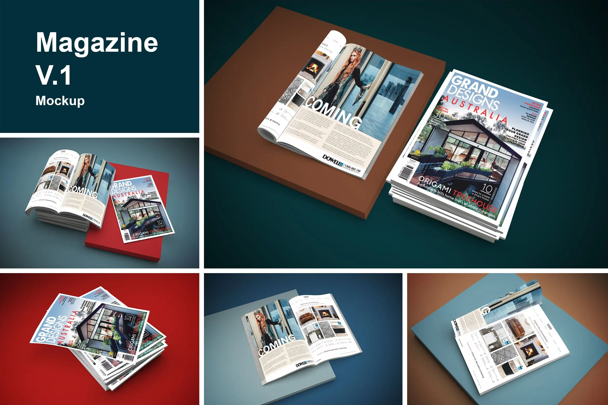 精品杂志封面＆内页排版设计样机模板v1 Magazine Mockup V.1插图