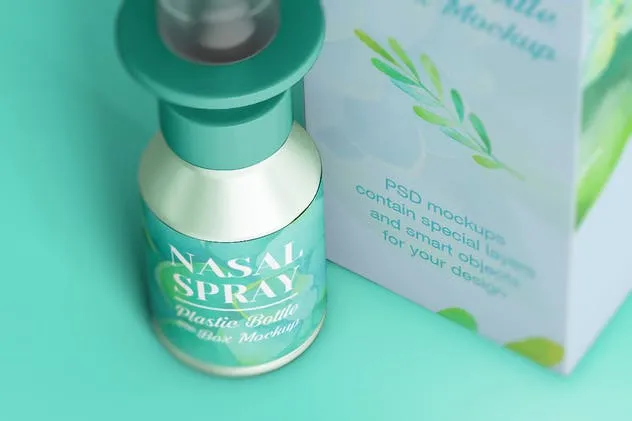 滴鼻药剂塑料瓶及包装盒外观设计样机 Nasal Plastic Bottle With Box Mockup插图(8)