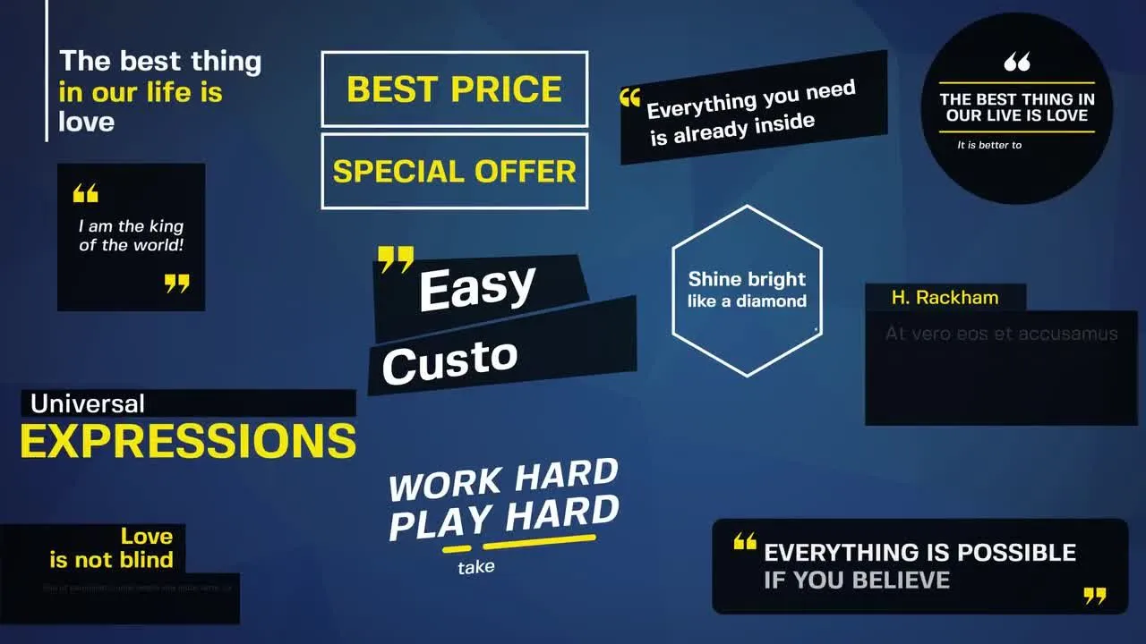 优雅的黄色标题文字特效像素设计精选AE模板