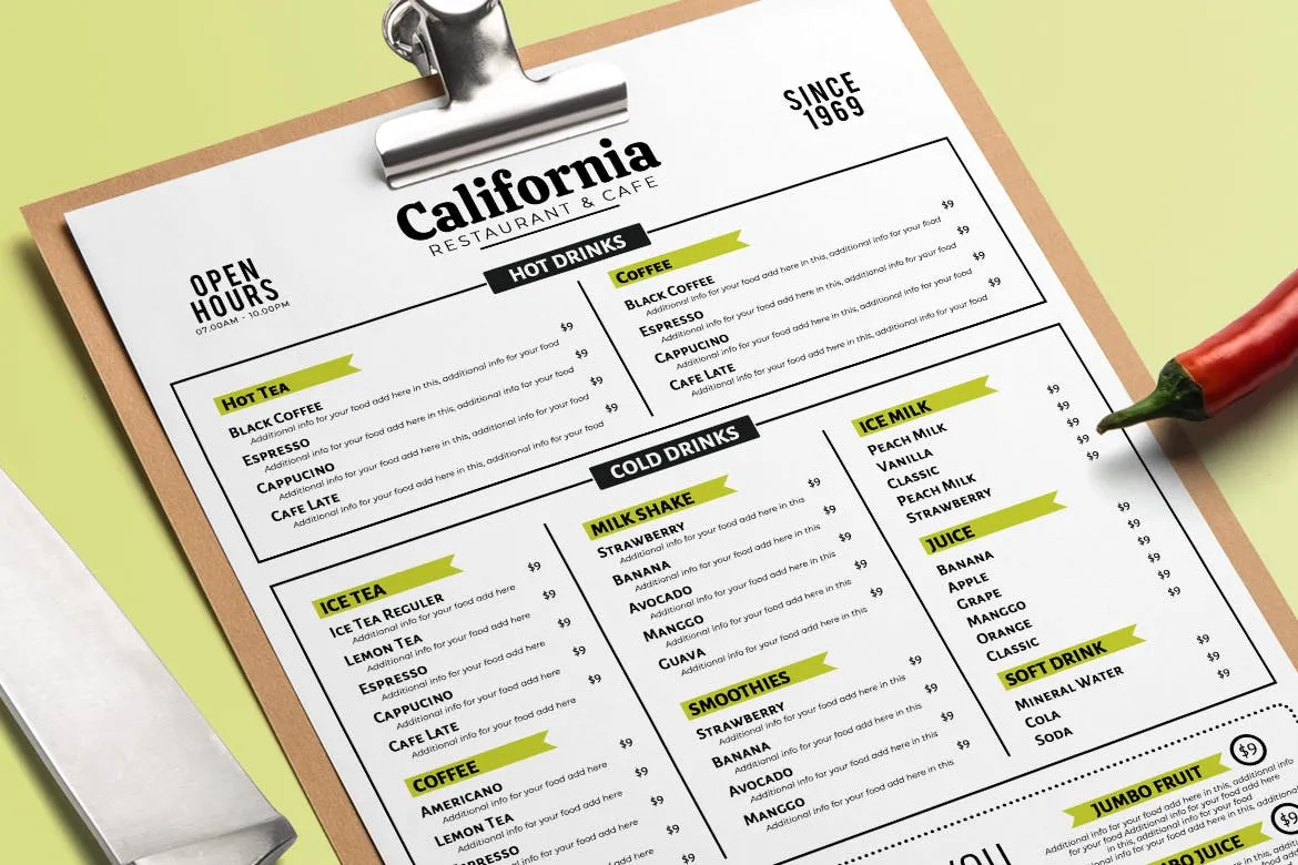 奶茶店/雪糕店/咖啡店极简设计风格菜单模板v2 Minimal Resto Food Menu Vol. 2插图(1)